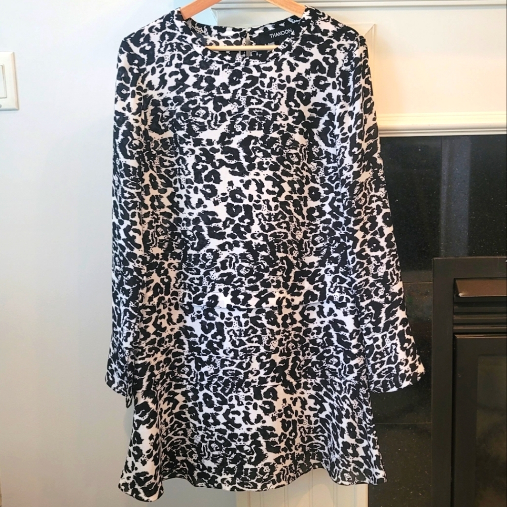 Thakoon Silk Leopard Print Loose Fit Spring Summer Dress